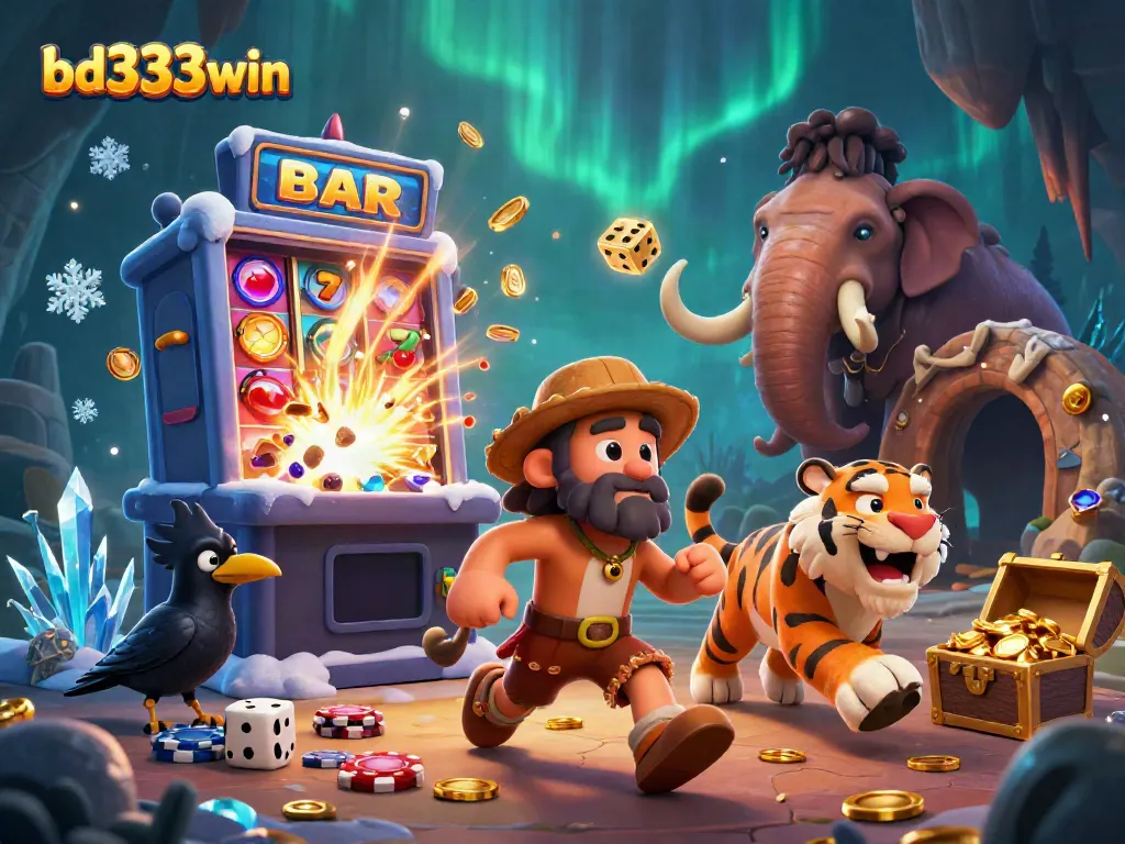 Experience excitement in a lively casino scene with bd333win, showcasing vibrant characters and thrilling game elements.