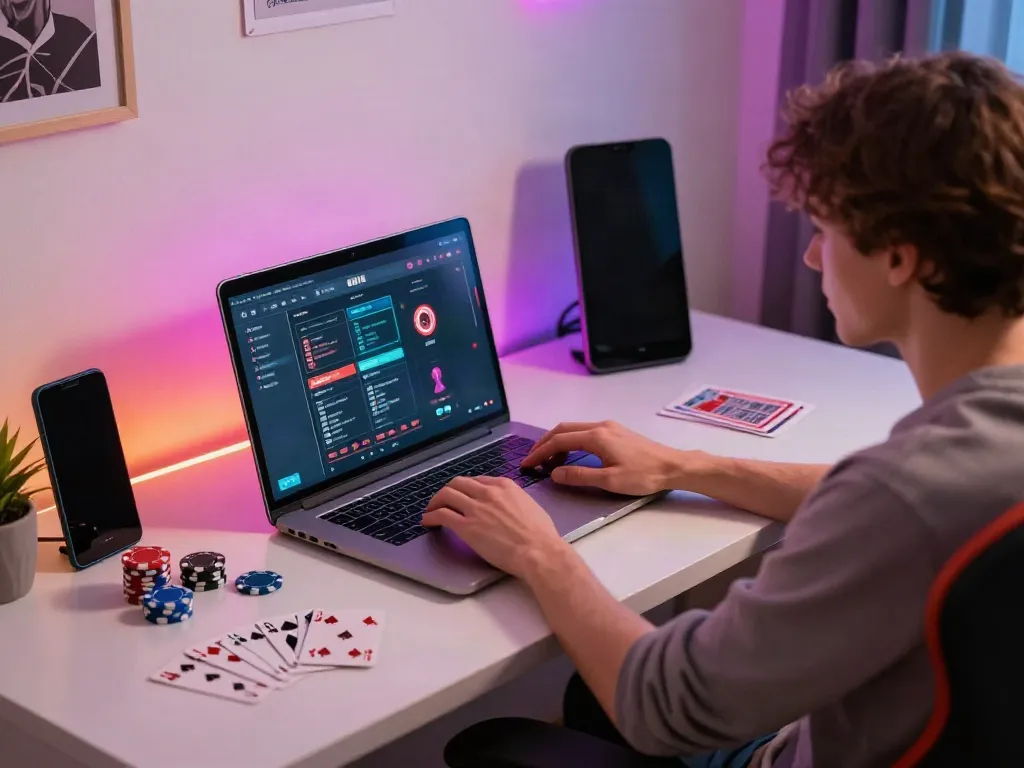 Gambling sites not on gamstop featured in a cozy home office setup.