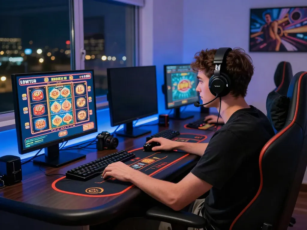 Exciting online gaming atmosphere showcasing gambling sites not on gamstop with vibrant displays and modern gaming setup.