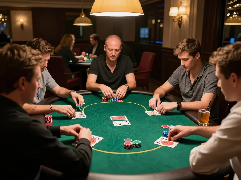 Engaging poker gameplay showcasing players at the table while promoting the download-book for our gaming resources.