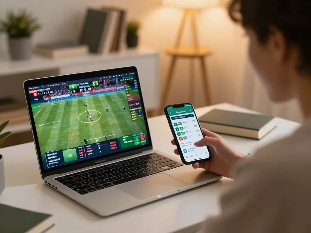 SV88 engaging sports betting experience with live updates on a laptop and app