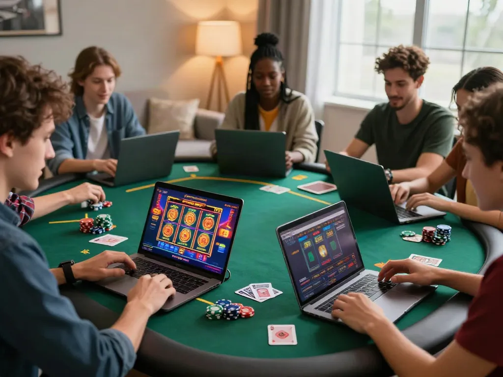 Players enjoying gambling sites not on gamstop during a lively online gaming session.