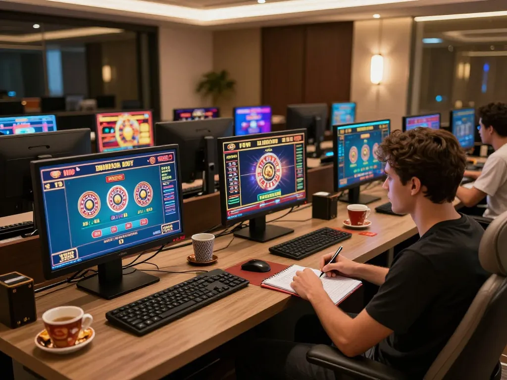 Engaged player strategizing multi-game experience at 789WINCOM TOWN online gaming setup.