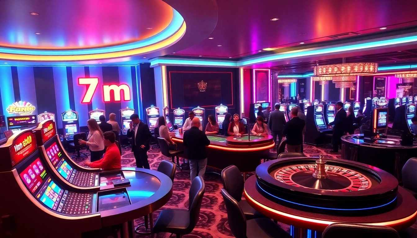 Experience the thrill of gambling at the luxurious 7m casino with vibrant slot machines and high-stakes tables.