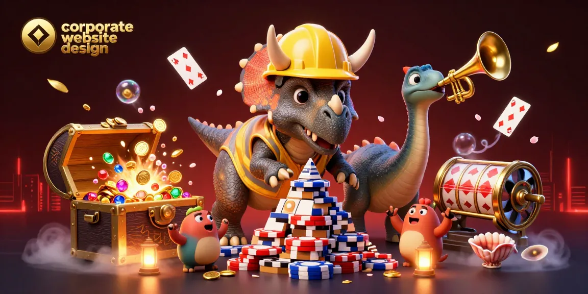 Engaging illustration showcasing corporate website design elements integrated with casino themes.