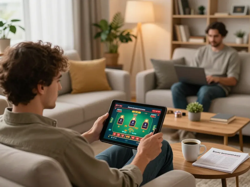 Engage in exciting live dealer games with xibetgame on a cozy home gaming setup.