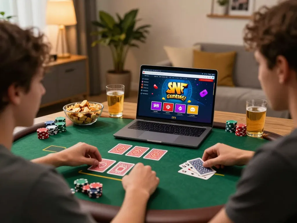 Engaging with SHBET platform during online gaming session at home setup.