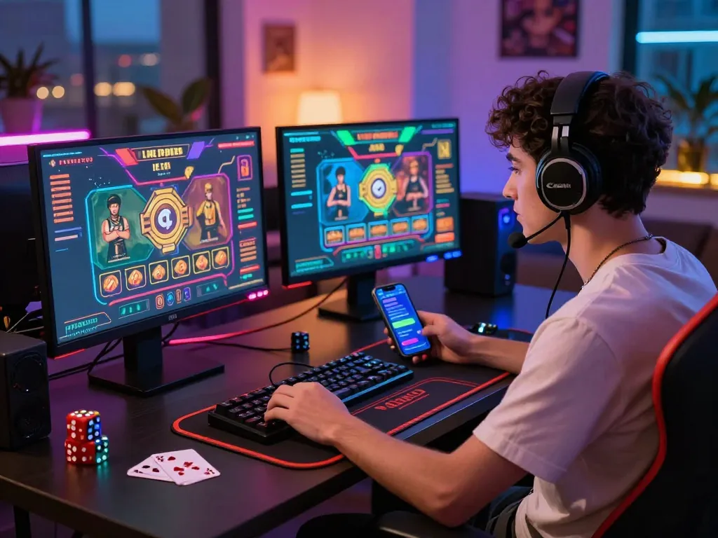 Exciting online gaming setup showcasing gem88 live casino experience with vibrant decor and technology.