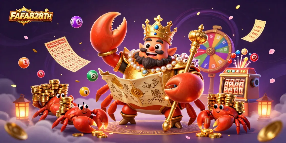 FAFA828TH brings excitement with golden crab emperor and colorful lottery elements