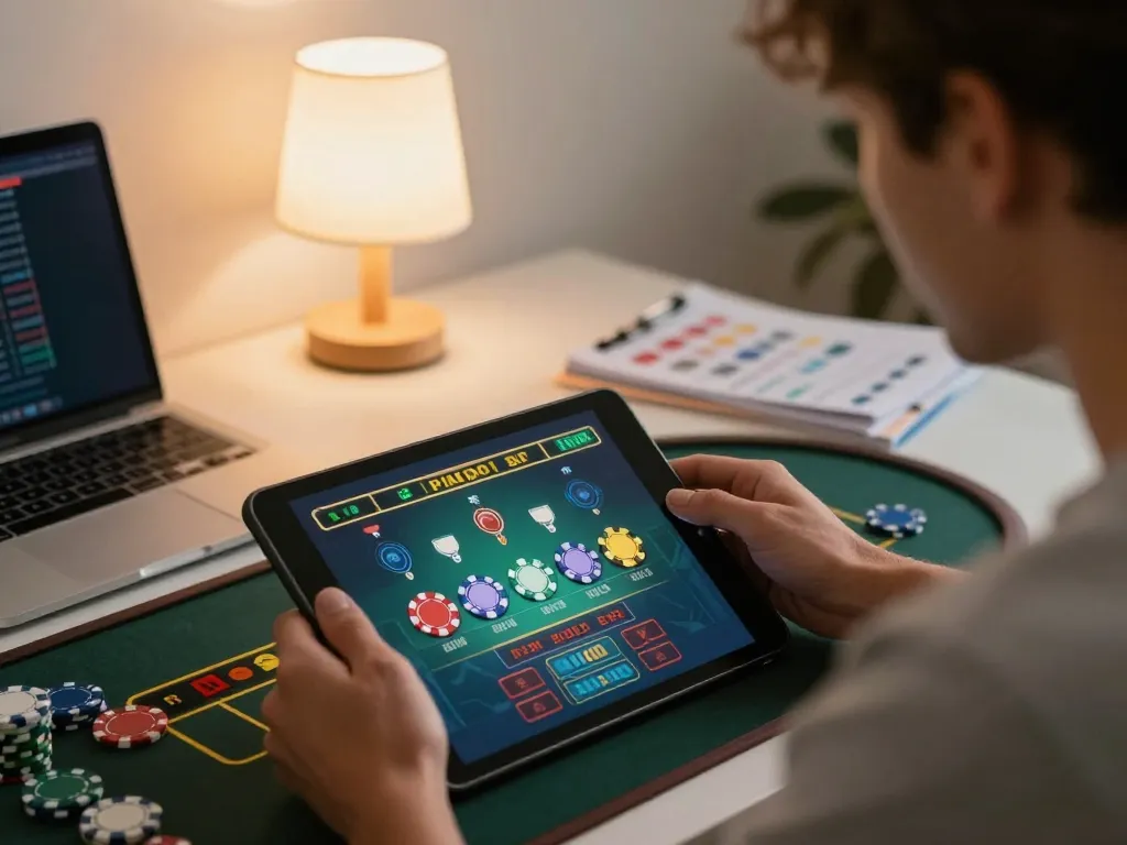 Betting in a live dealer game on xx88, focused online gaming experience at home.