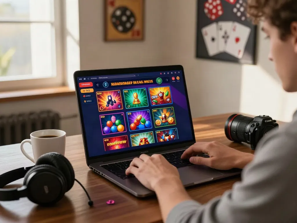 Player enjoying gaming at non GamStop casinos showcasing vibrant interface and cozy atmosphere.