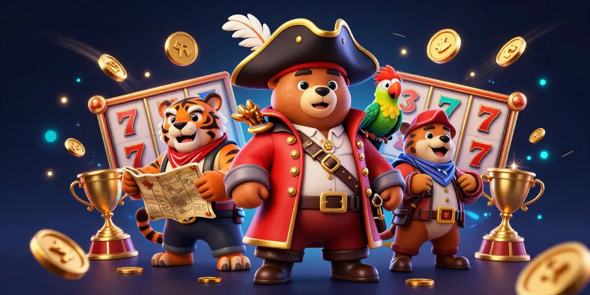 Experience thrilling wins with rikvip in this vibrant casino-themed illustration featuring engaging slot games and characters.