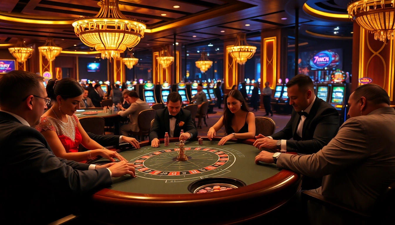 Engaging poker players strategizing for victory with 7mcn insights at a luxurious casino.