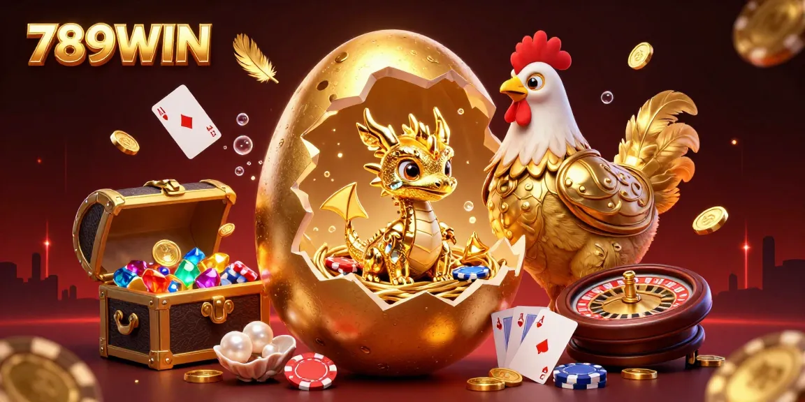 Engaging 3D digital illustration showcasing 789WIN with a golden dragon and stacked poker chips, highlighting casino excitement.