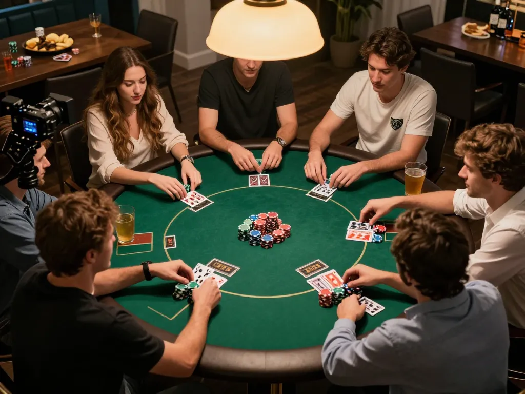 Players strategically engaging in poker at home during a lively game night, embodying 88clbgo excitement.