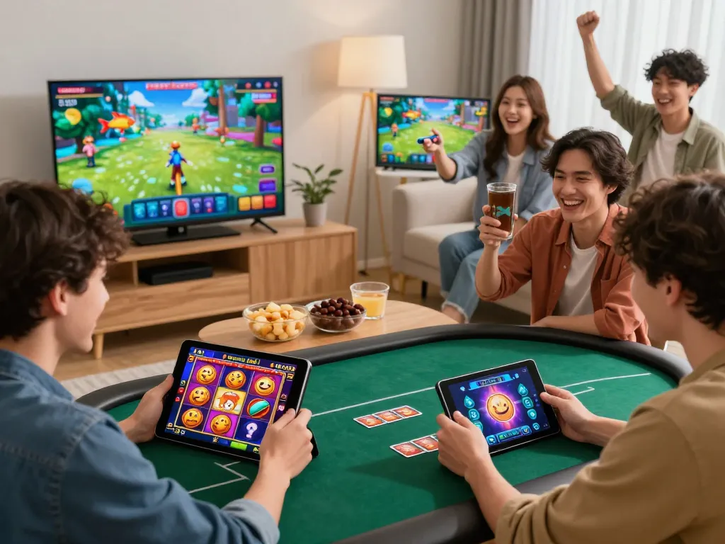 Exciting Sun Win online gaming experience with players enjoying various games in a cozy setting.