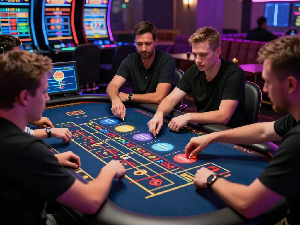 Exciting gaming scene featuring gambling sites not on gamstop with diverse players at virtual roulette.