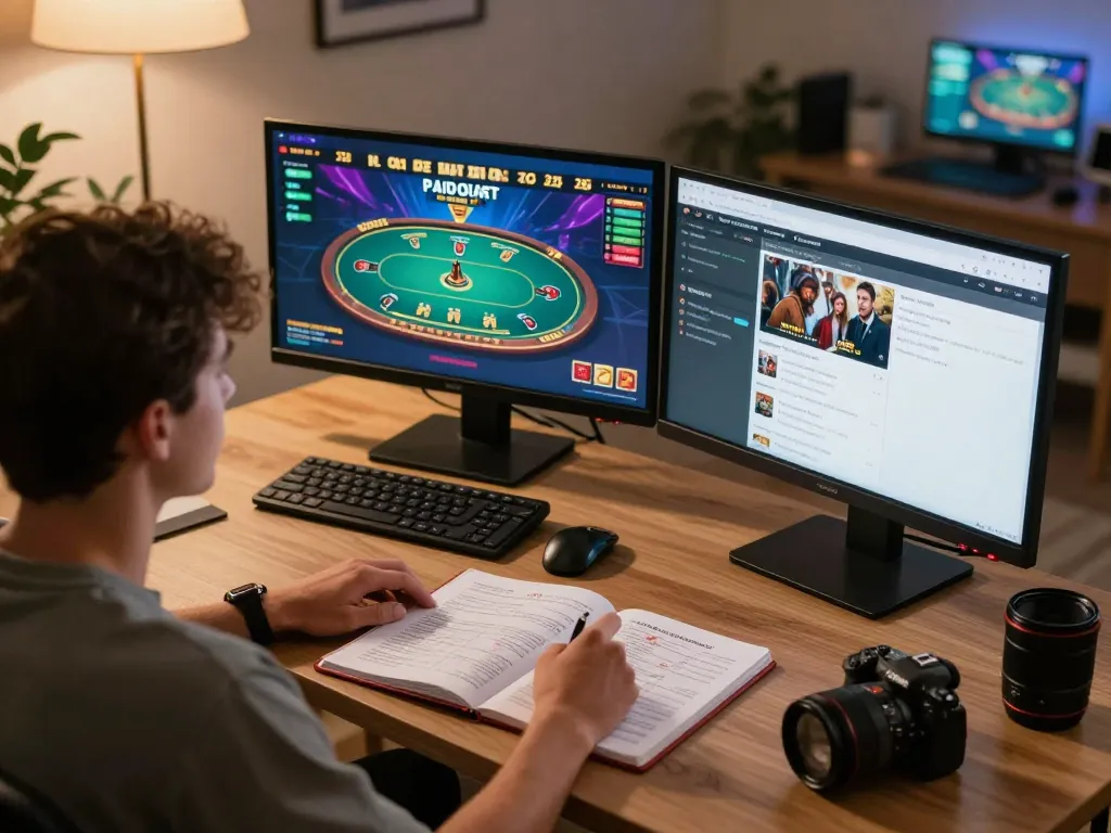 Gamer enjoying an exciting poker game on 789F, showcasing strategic gameplay at home