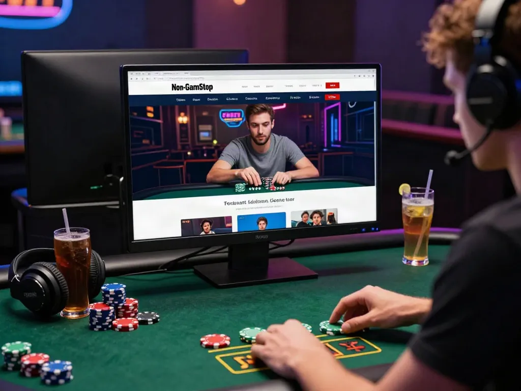 Engaging online gaming experience on gambling sites not on GamStop, featuring gameplay on a laptop.