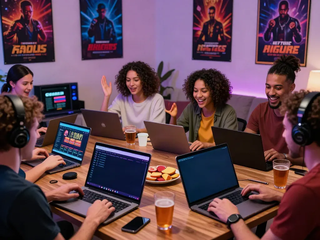 Gambling sites not on GamStop engaging players enjoying a lively home gaming atmosphere.
