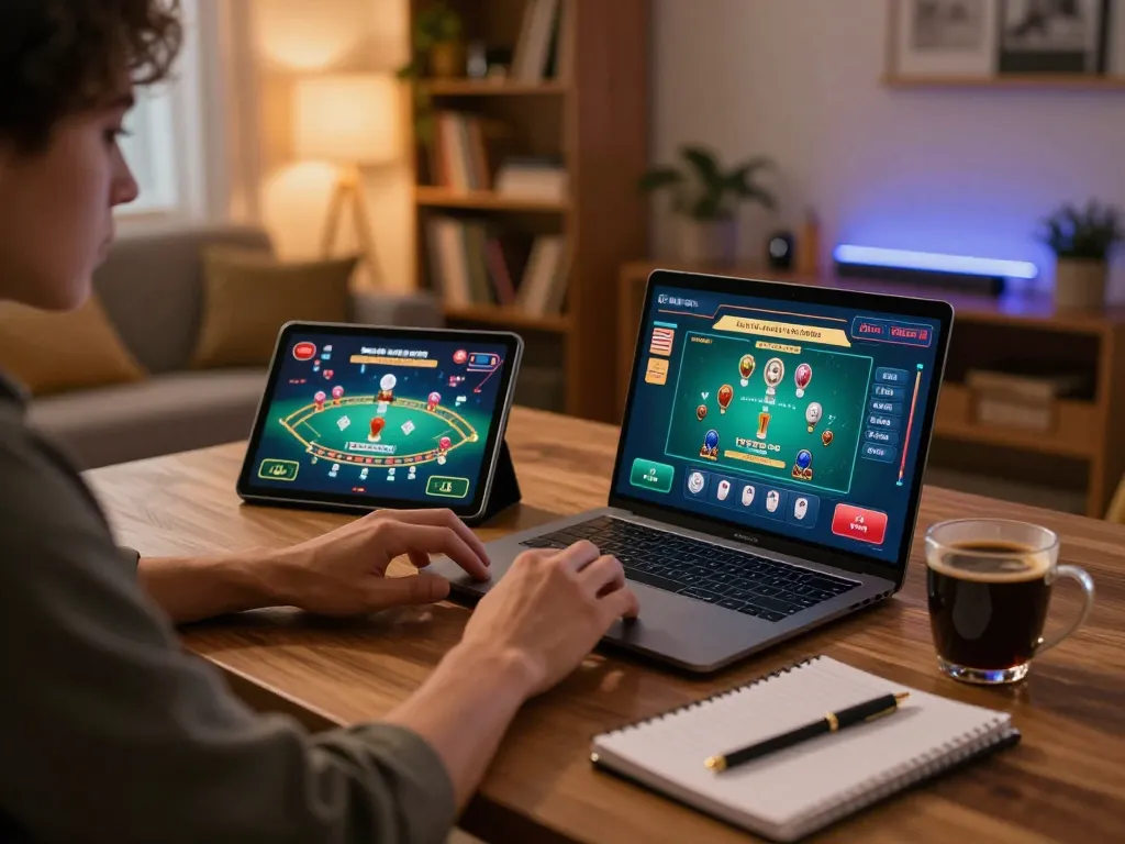 Player placing bets in online casino setting with du88 software on laptop