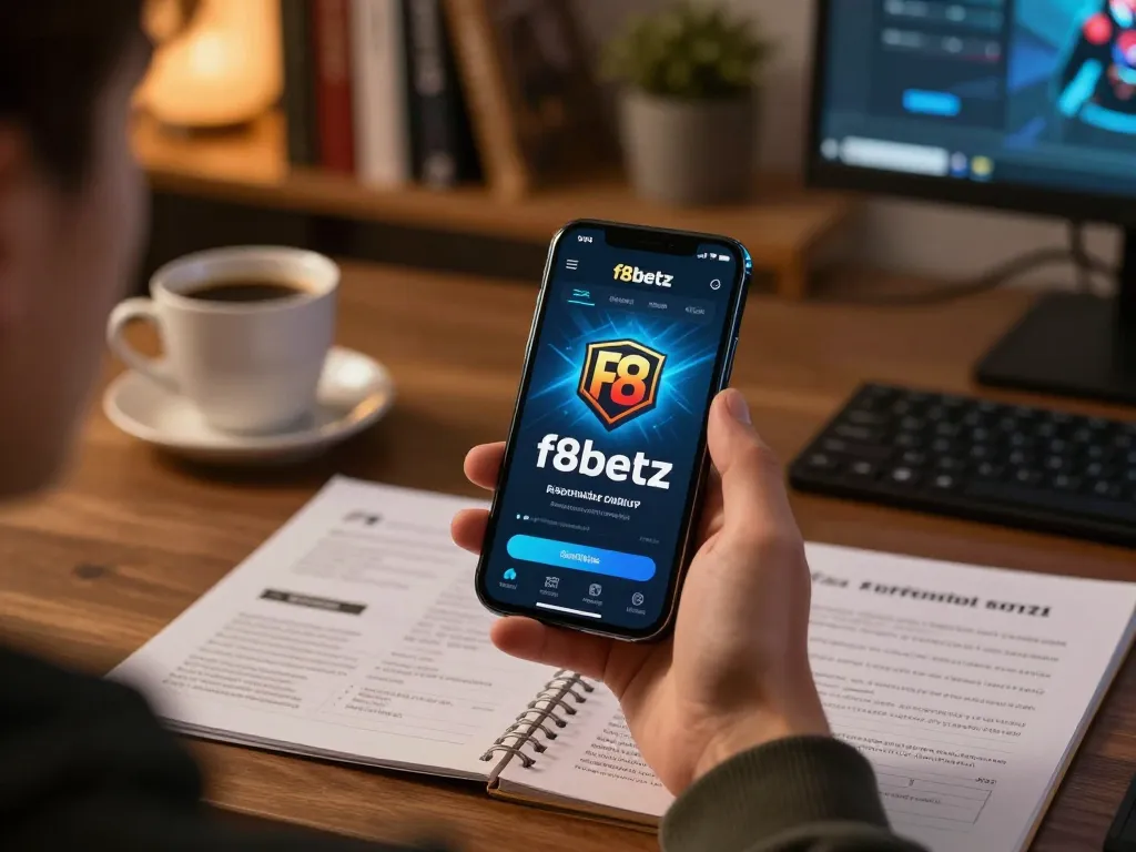 Player engaging with f8betz app on smartphone, enjoying mobile gaming experience.