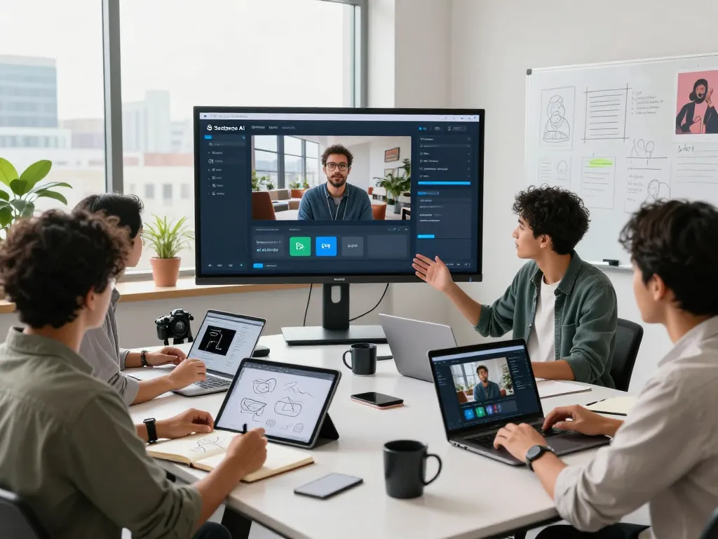Creating dynamic videos with Seedance AI in a modern collaborative workspace.
