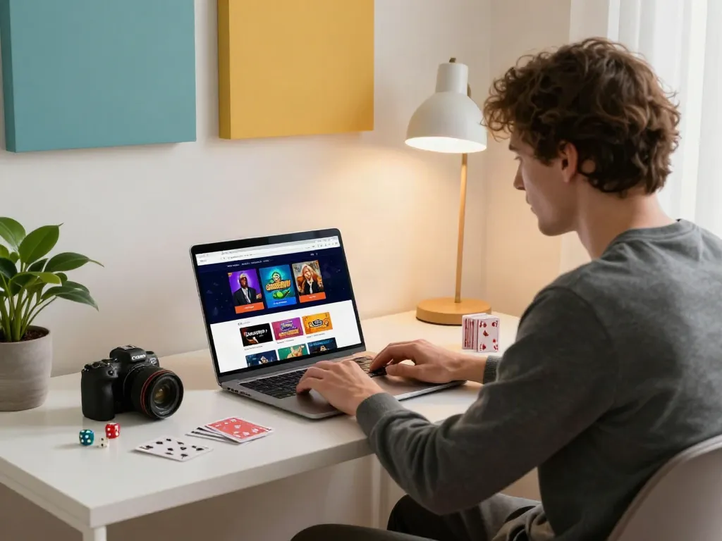 Gambling sites not on GamStop featured in a cozy home gaming setup