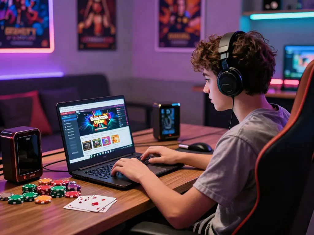 Gambling sites not on GamStop showcased in a vibrant gaming setup with poker chips and lively atmosphere.