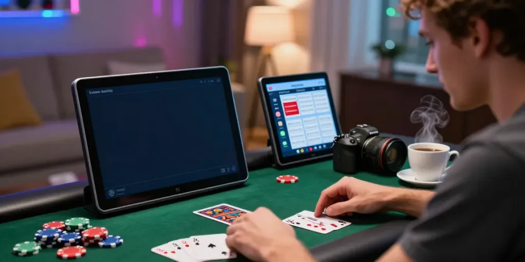 Player exploring gambling sites not on GamStop from a cozy home gaming setup