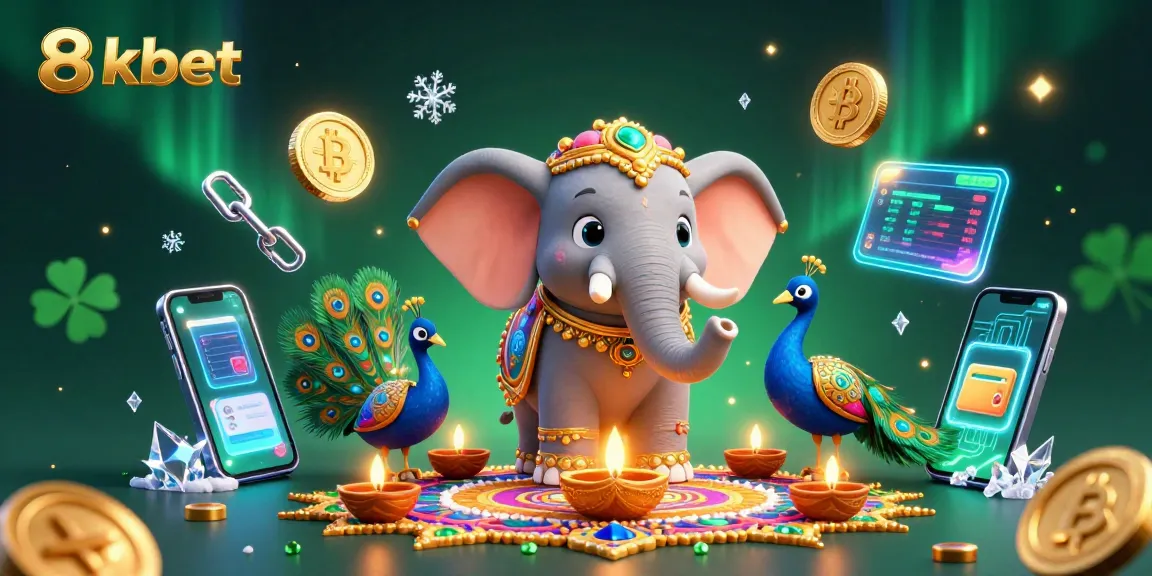Engage in thrilling gameplay at 8xbet with vibrant visuals featuring festive characters and crypto elements.