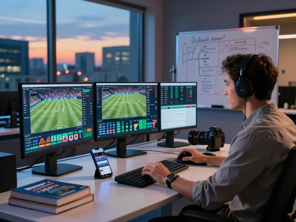 Link vào bongdalu displayed on analyst's screen while providing live sports data analysis