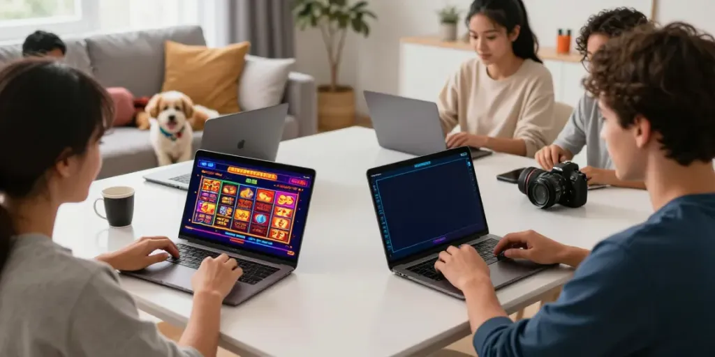 Dynamic gaming experience at gambling sites not on gamstop with diverse players at home.