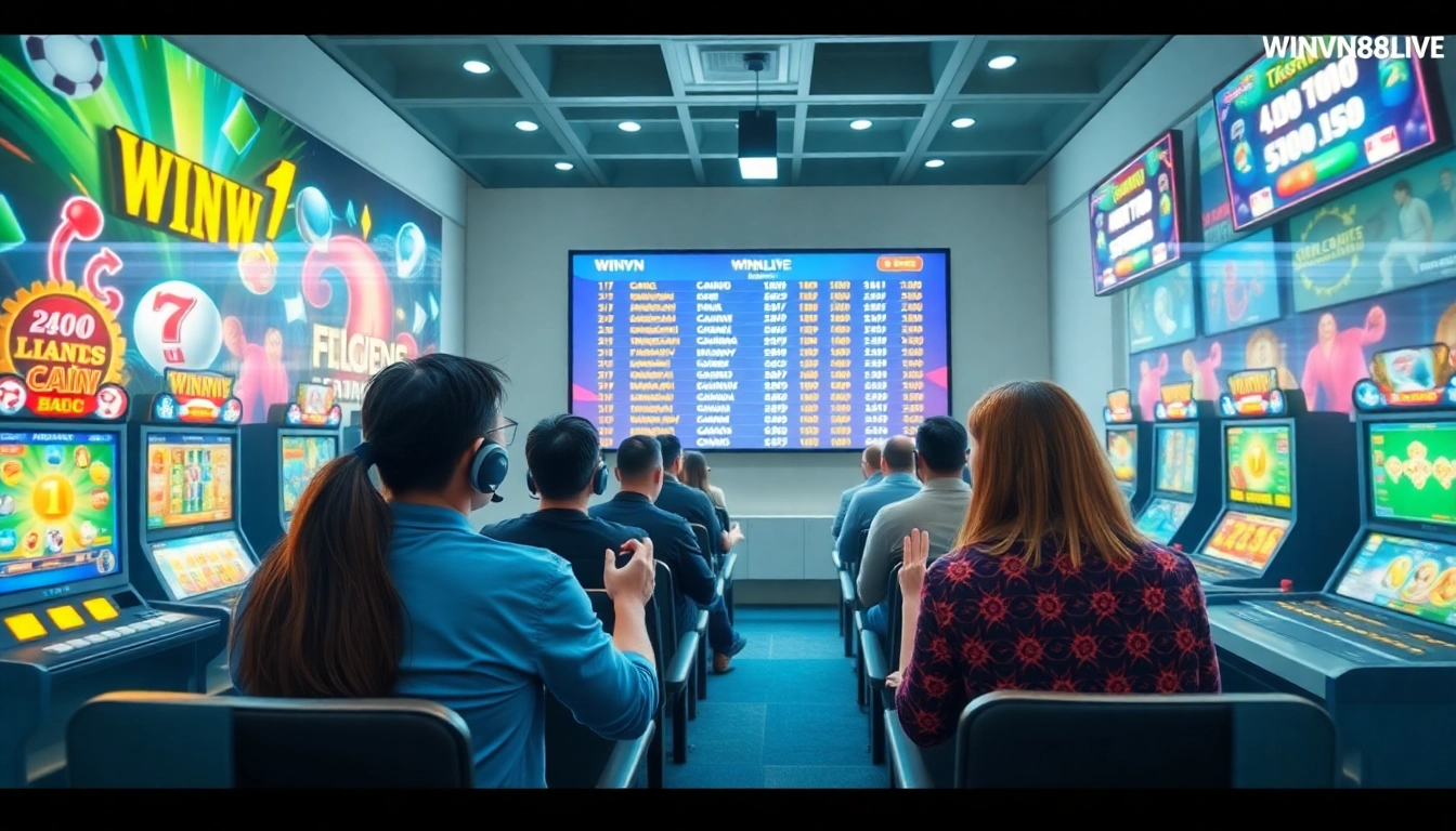 Exciting online gaming scene at winvn88.live, showcasing players engaged in casino games and sports betting.