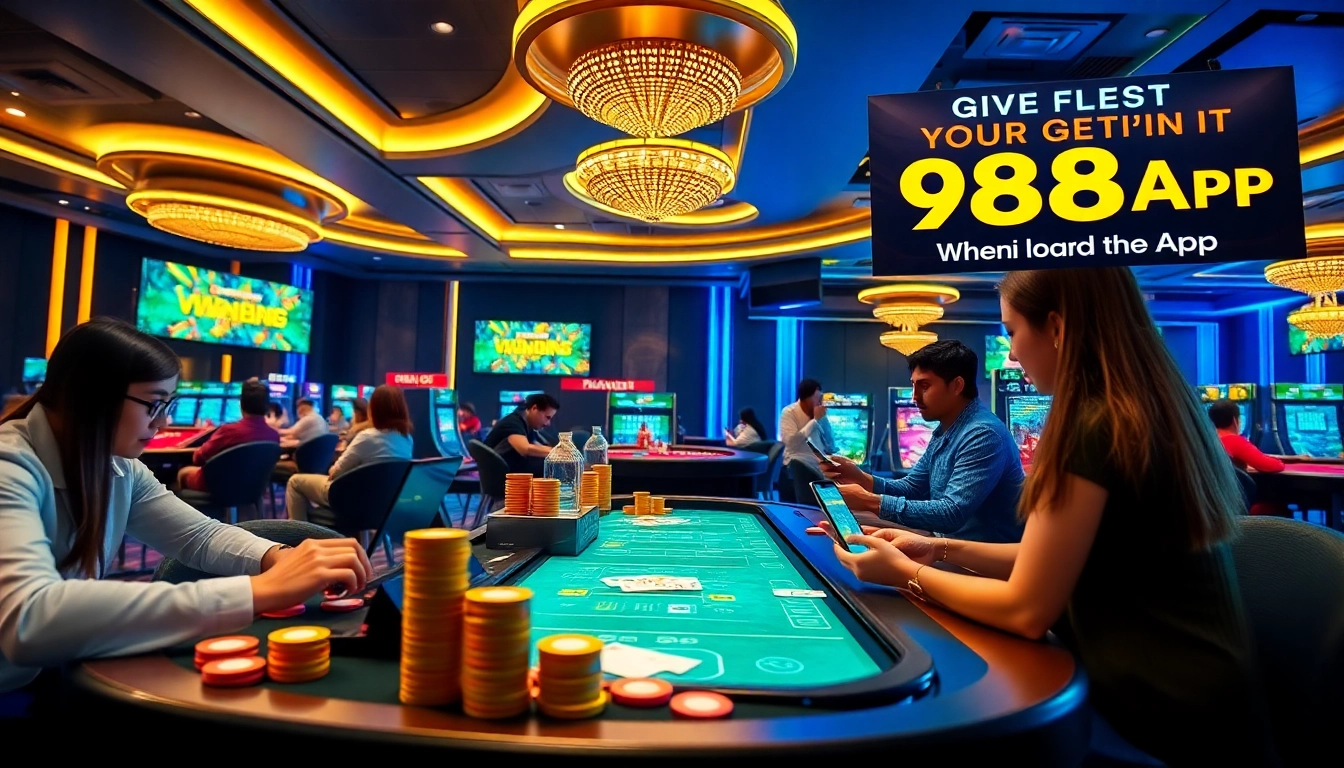 Engaging online gambling scene at vvvwin88.live featuring players at casino games, vibrant colors, and promotional banners.