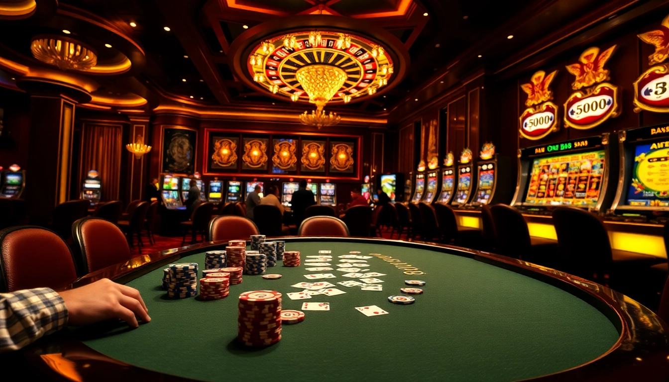 ONE 88 poker action with vibrant chips and an illuminated roulette wheel in a luxurious casino setting.