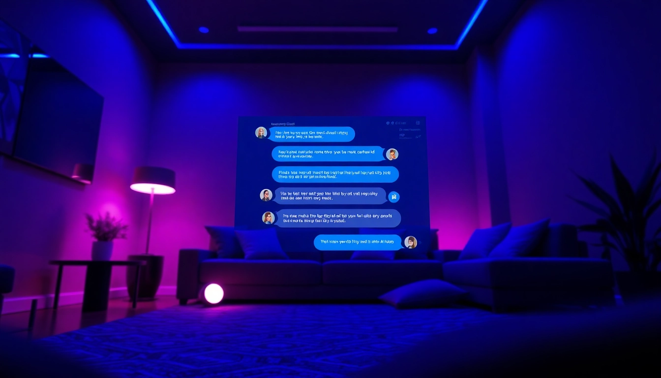 Engaging sex chat ai interface with a modern design and ambient lighting.