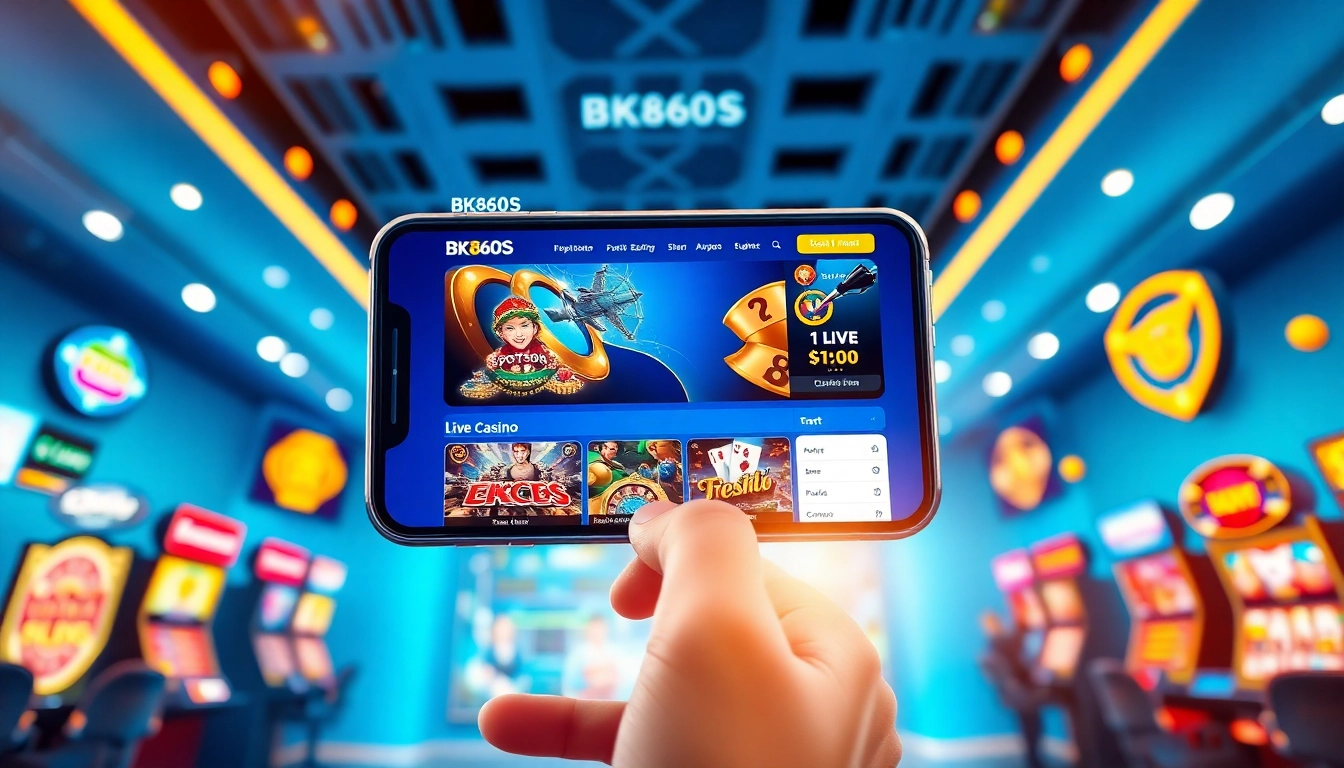 Online gaming platform view of bk860s.com featuring vibrant slots and sports betting options.