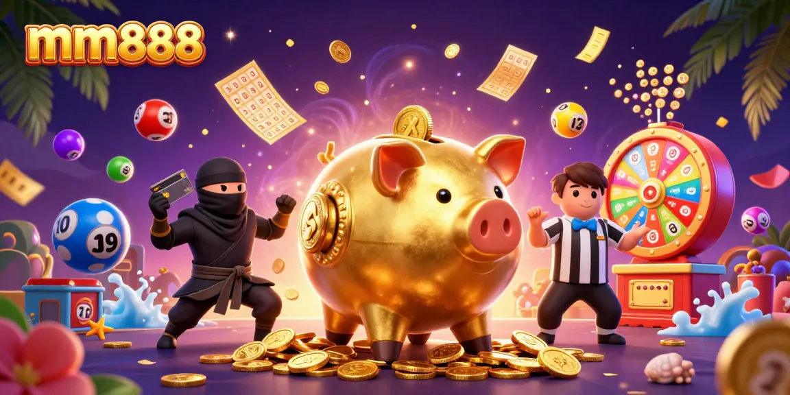 Experience thrilling gaming action with mm888 at a vibrant 3D casino illustration featuring dynamic characters and lively elements.