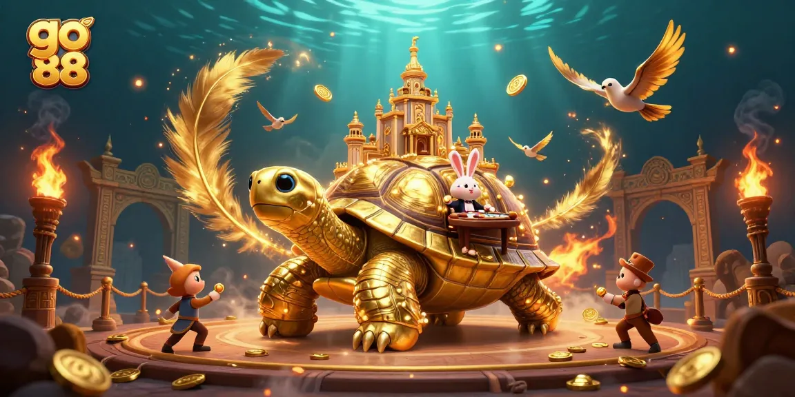 Engage with thrilling go 88 casino adventures showcasing a whimsical tortoise and a rabbit dealer.