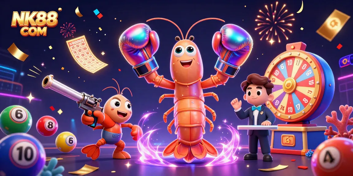 Engage with exhilarating gameplay at NK88 COM, featuring vibrant lottery scenes and captivating mascots.