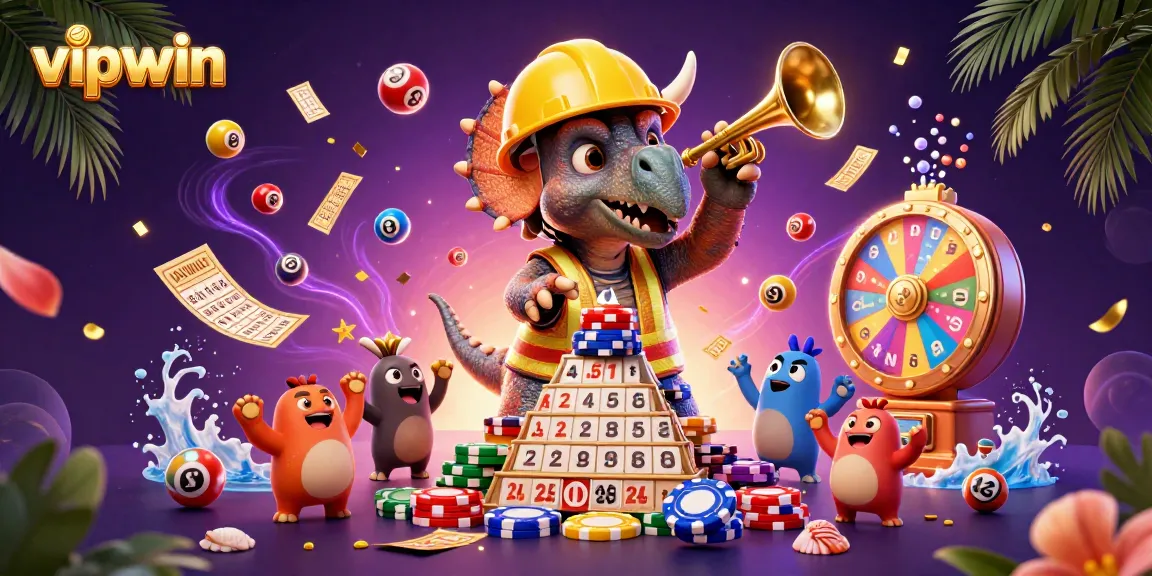 Experience the excitement of vipwin with dynamic casino-themed 3D illustration featuring poker chips and cheerful characters.