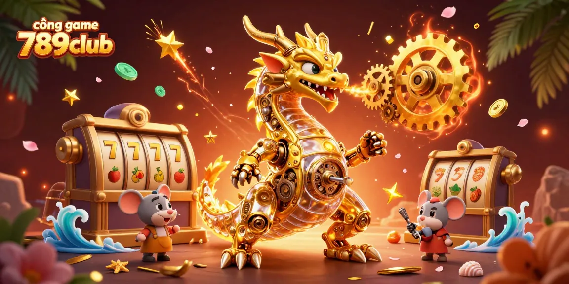 Experience thrilling wins at cổng game 789club with a vibrant 3D dragon and slot games.